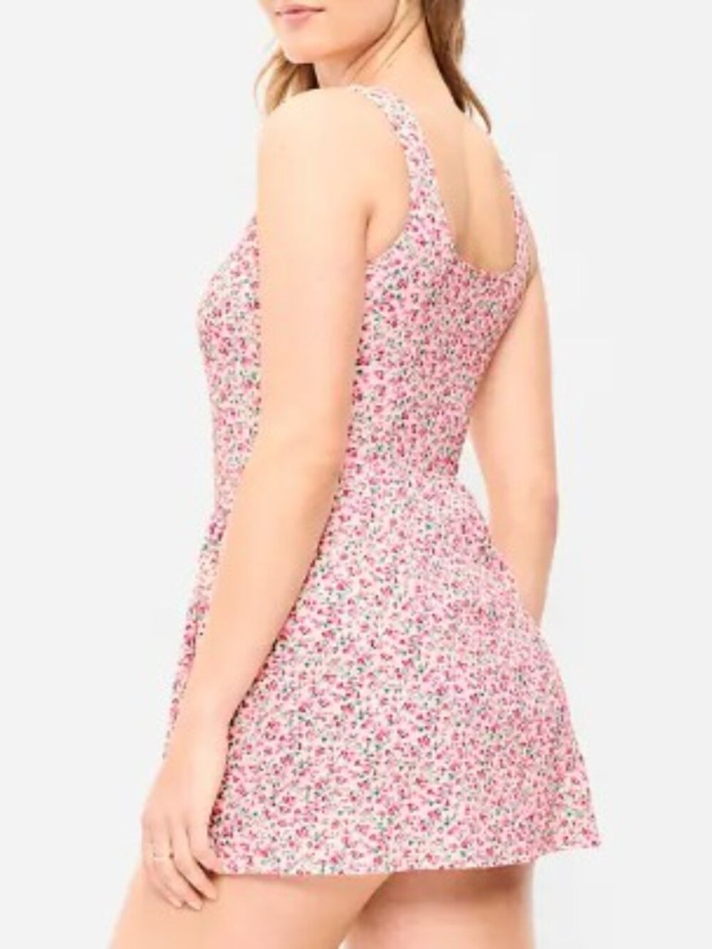 Old Navy Pique Side-Tie Swim Dress Pink Floral L - Picture 3 of 6